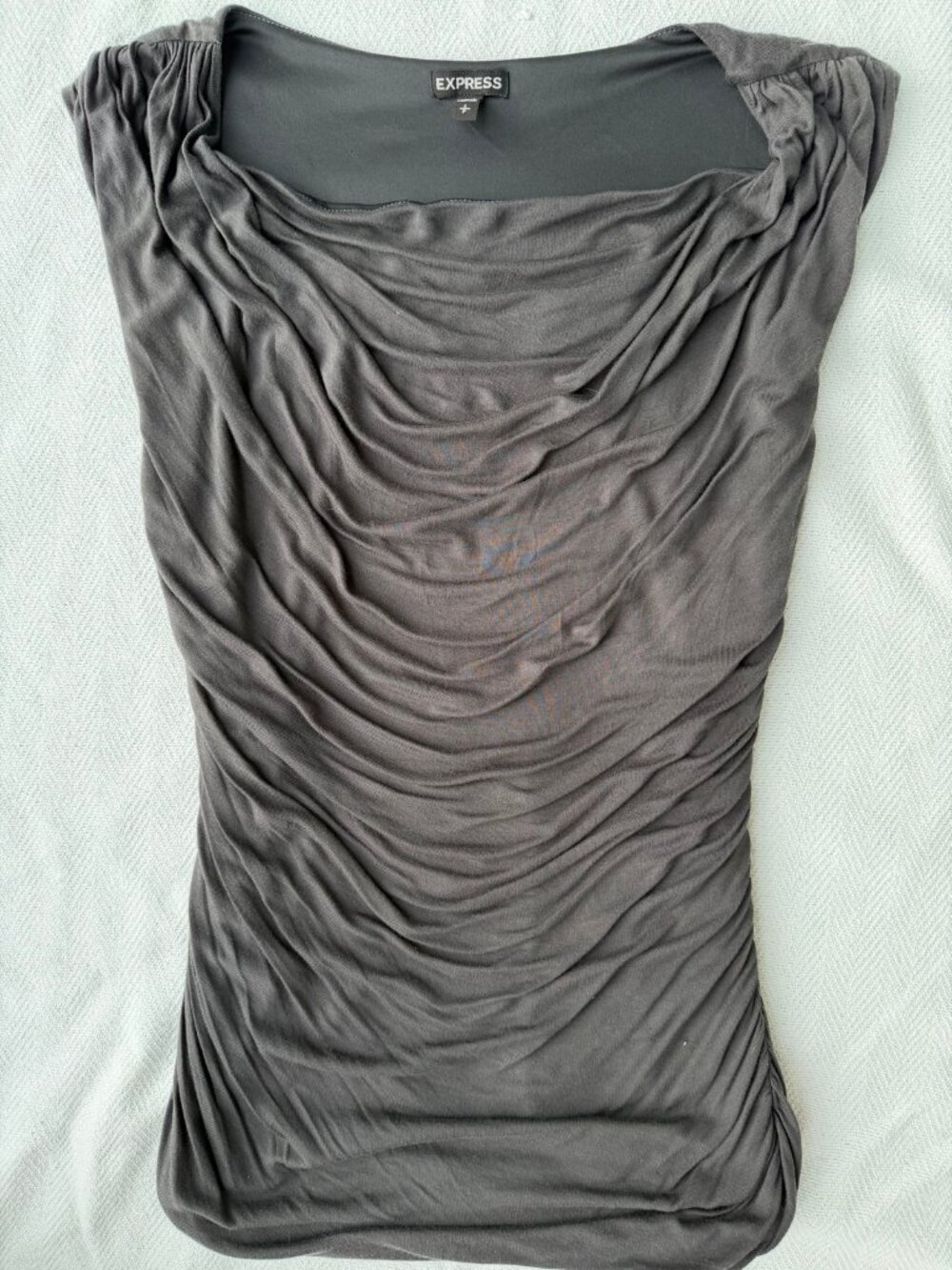 Express Gray Ruched Sleeveless Top Women's Small Cowl Neck